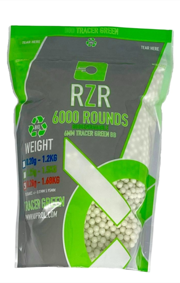 Nuprol RZR 0.28g Green Tracer Biodegradable BBs - 6000 Rounds Bag
