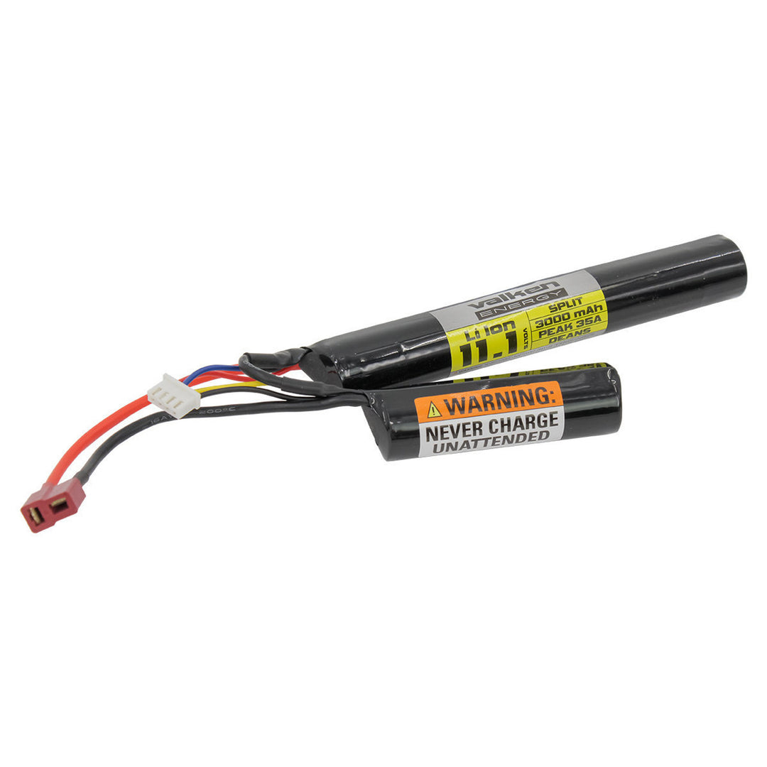 Valken 11.1v Split Type Li-ion airsoft battery is a high perfomance lithium airsoft gun battery