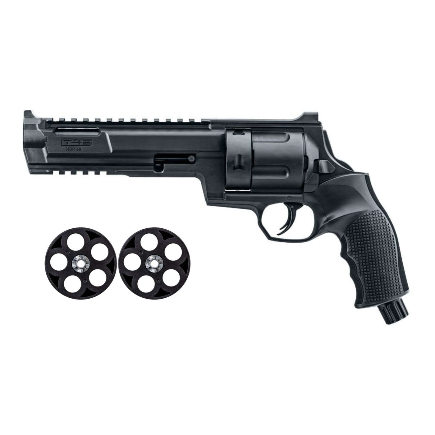 The T4E HDR 68 paintball marker is an easy to use .68 caliber revolver made with tough, durable polymer and aircraft grade aluminium. Umarexs HDR 68 is powered by one 12g CO2 cartridge and is easy and economical to use.