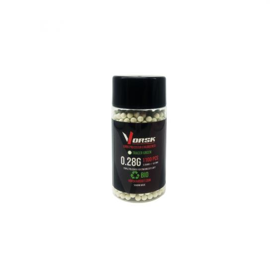VORSK Bio Tracer Green 0.28g airsoft BB's 1100rd Bottle