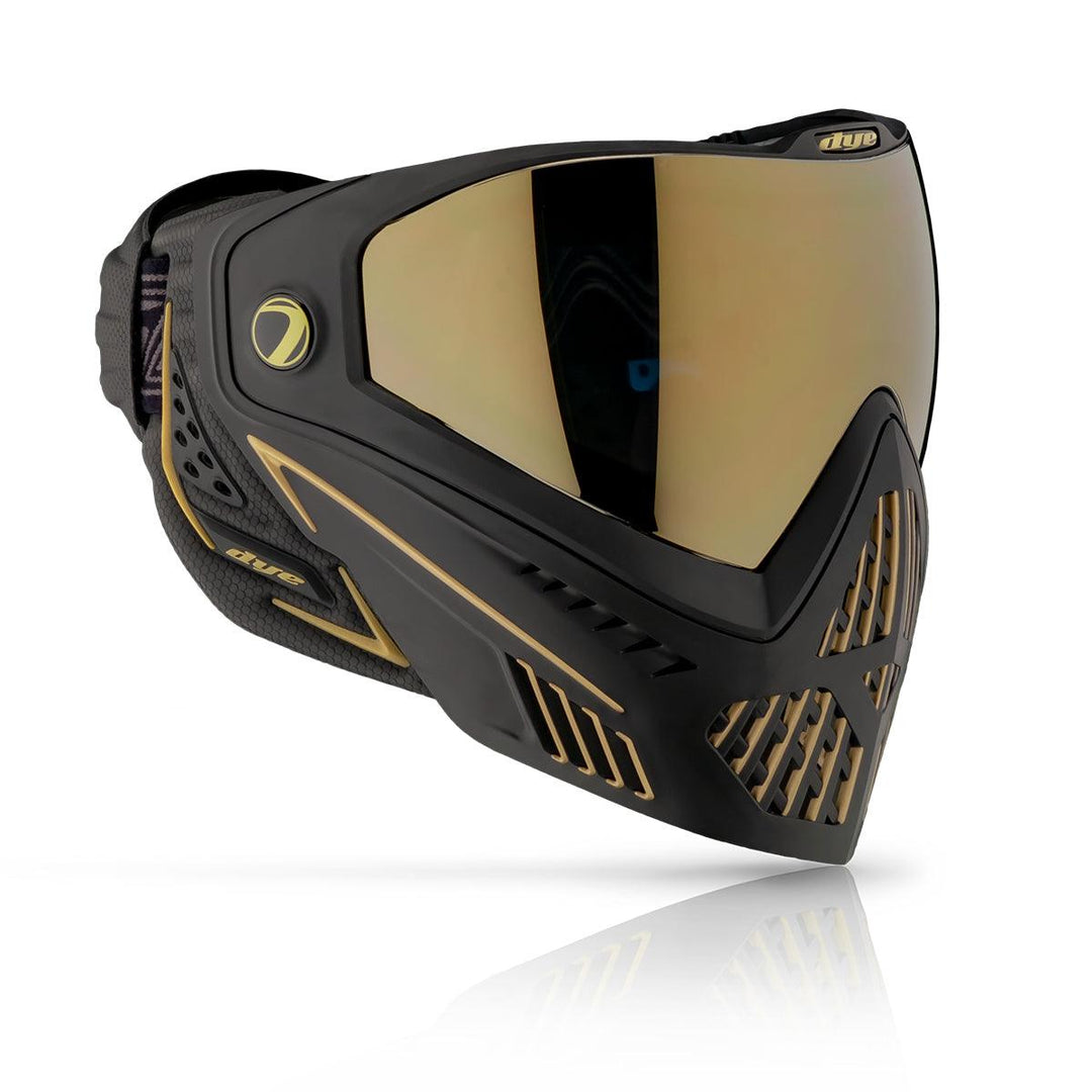 Black & Gold Dye I5 Pro Paintball and Airsoft Mask fitted with Dyenatium Thermal Lens 