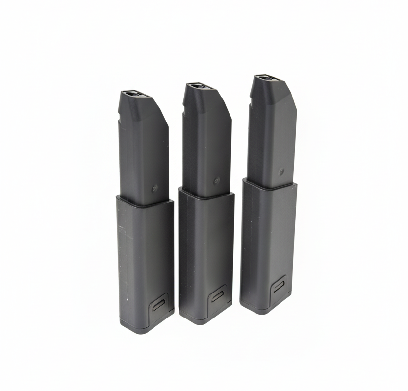 Black Airsoft Magazines on white background