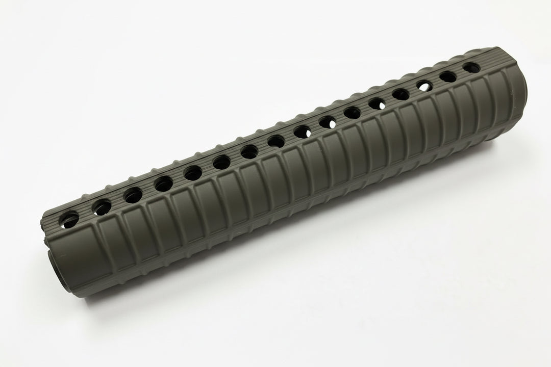 olive gun barrel shroud with holes on a white background
