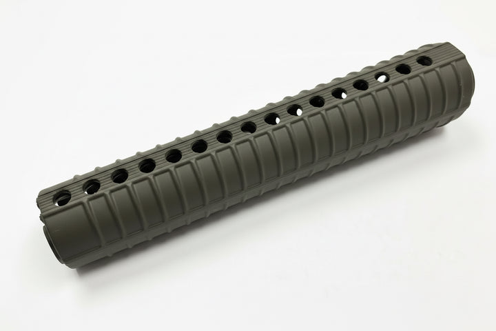 olive gun barrel shroud with holes on a white background