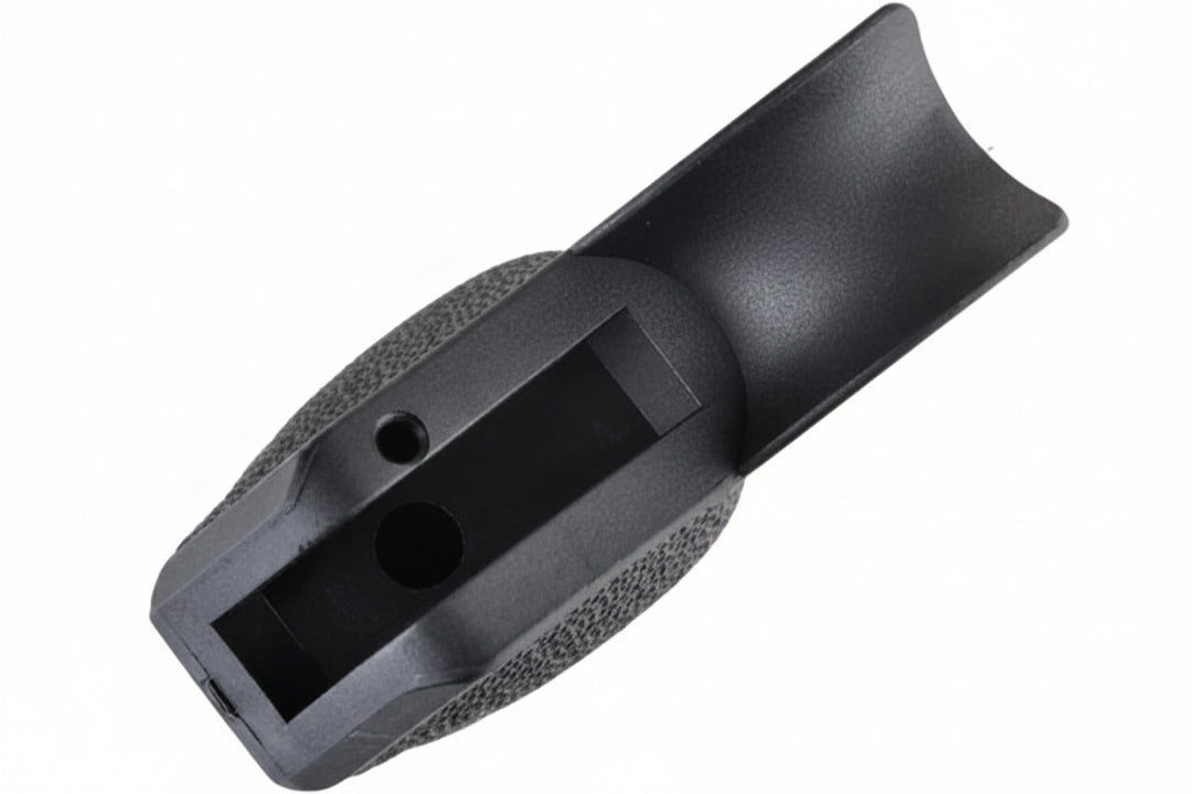 A black textured plastic grip