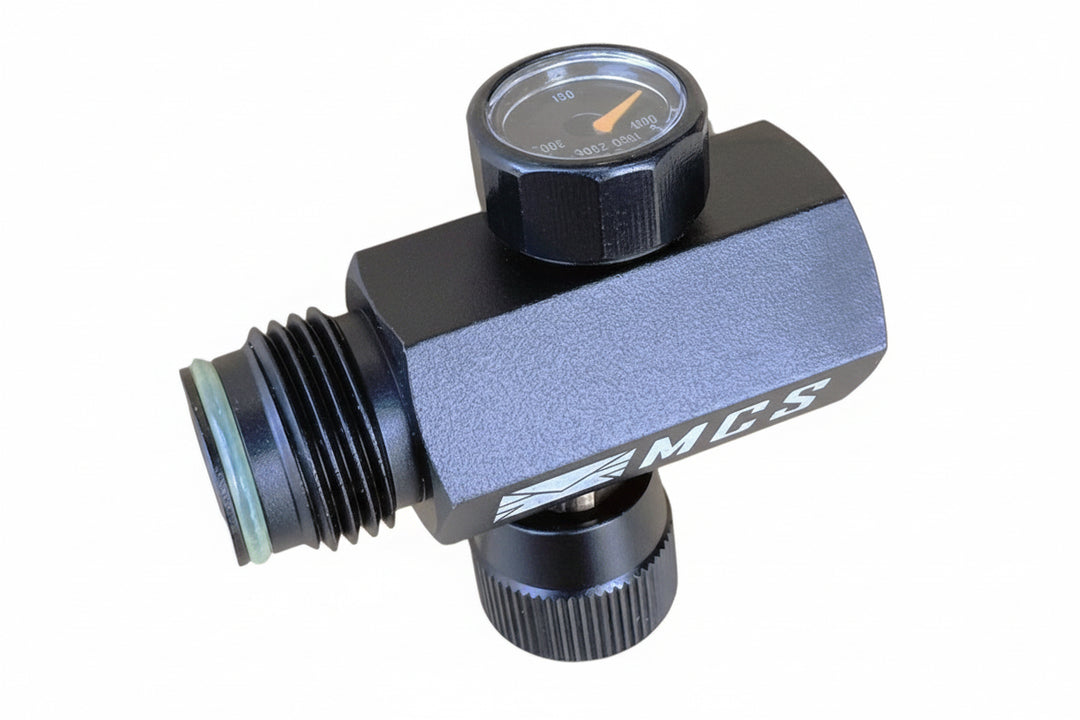 PCP / Airsoft / Paintball CO₂ On-Off Valve Adapter with Gauge (88g / 90g / 3oz)