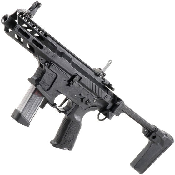Polymer receiver and 4.5 inch metal M-LOK rail on G&G ARP 9 3.0P CQB AEG
