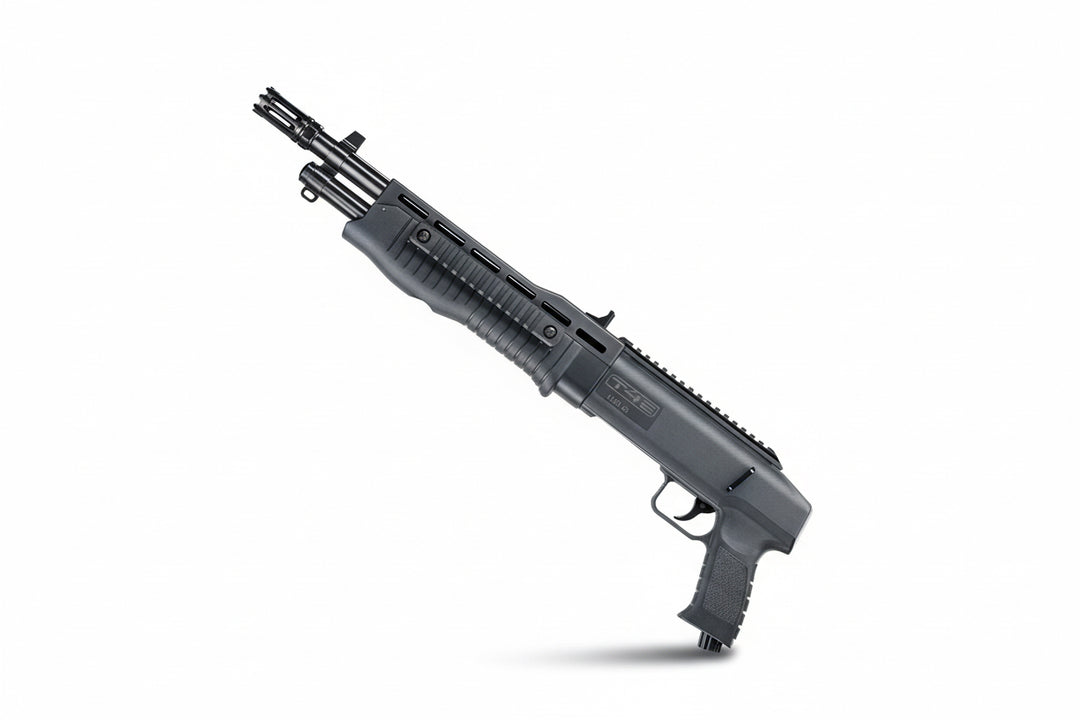 Black rifle on a white background