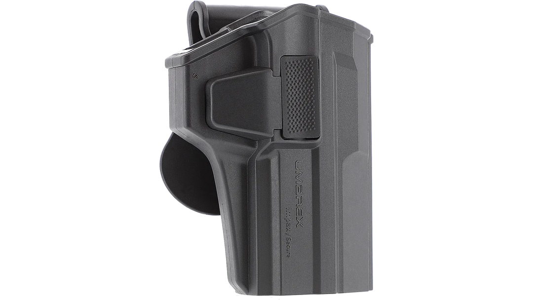 Black gun holster on a white background