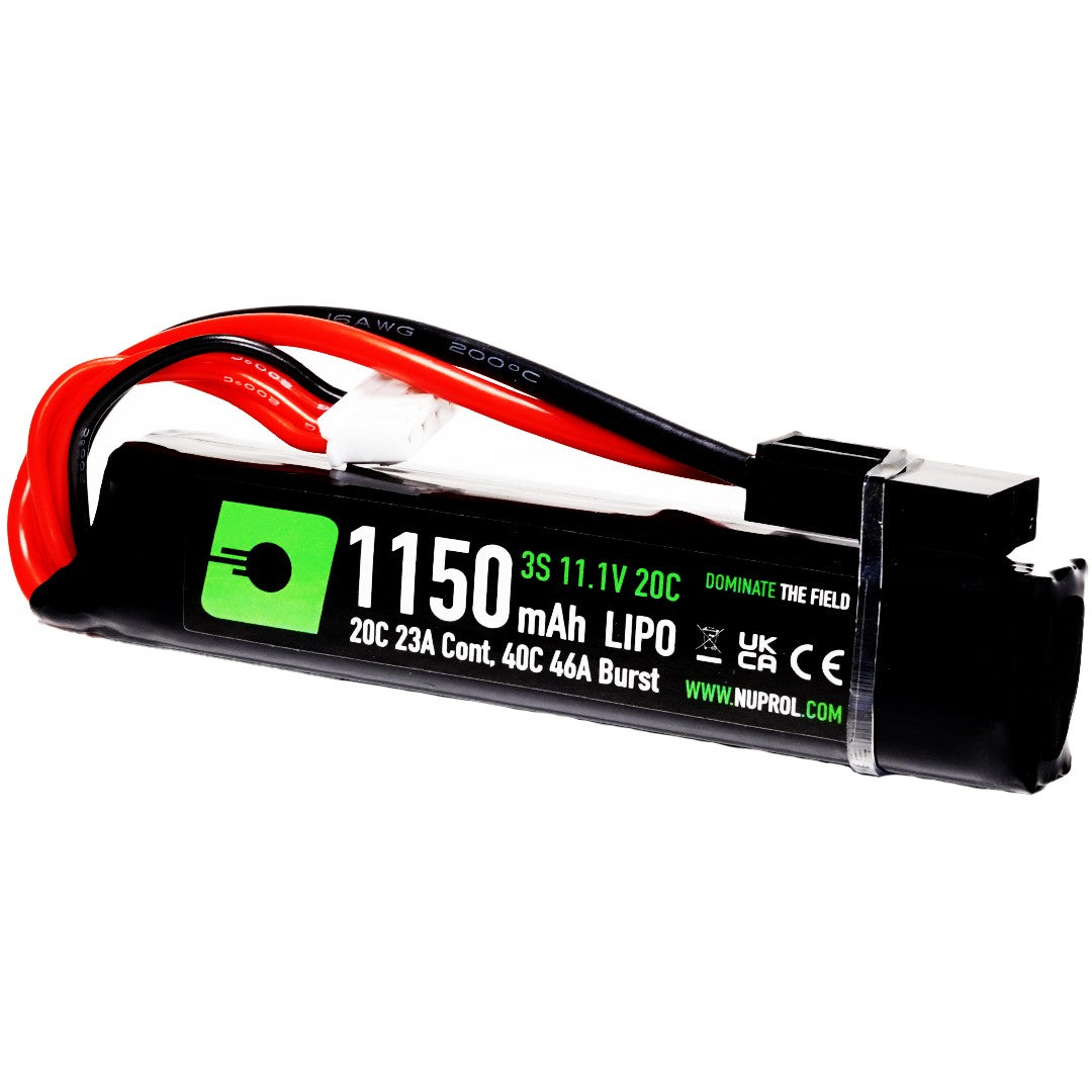 Nuprol 1150mAh 11.1v 20C LiPo Airsoft Battery – Stick (Small Tamiya)