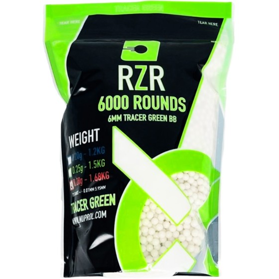 NUPROL RZR 0.28g Tracer Green Airsoft BBs 6000 Round Bag