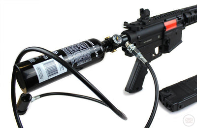 90 Degree Remote Line Adapter with One Way Valve attached To Paintball Remote Line