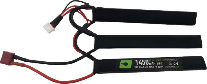 Nuprol Lipo Airsoft battery  1450MAH 11.1V 30C  Nunchuck Type - Deans