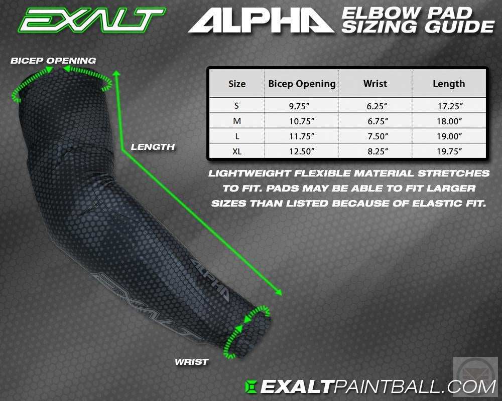 Exalt Alpha Elbow Pads Size Guide