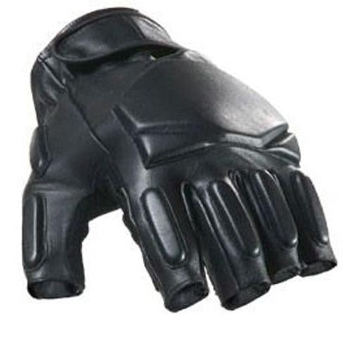 SWAT Tactical Leather Gloves (Half Finger - Black) 2X Large