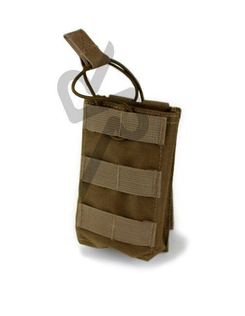 High Quality Manufactured Nylon Pouch with an Open top designed to hold Gun Magazines- stitched on elastic retaining tab for quick release