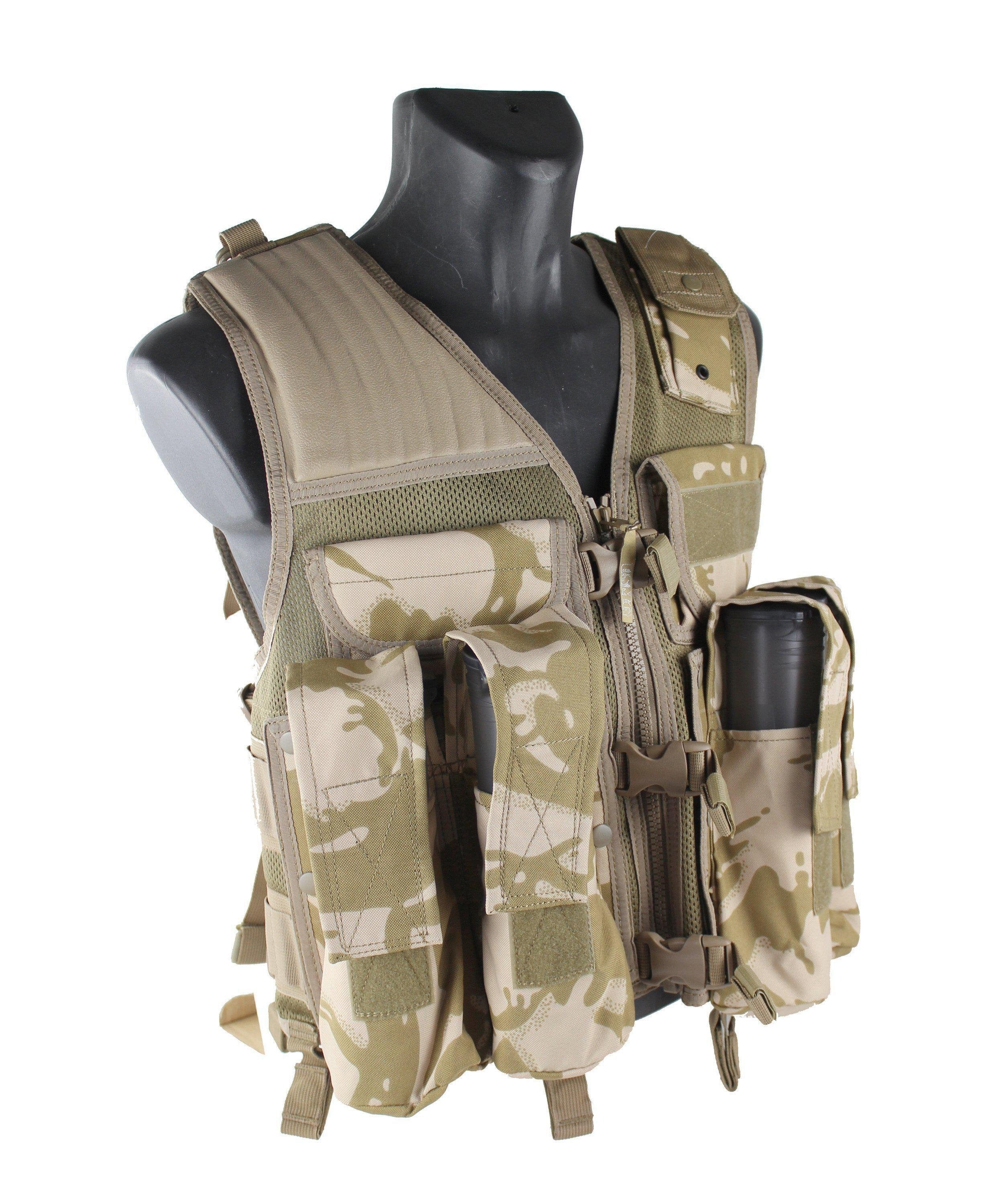 MGFLASHFORCE Taktische Airsoft Weste – 500D Nylon, Molle-System, Verstellbar (70-132 Cm), Mit 2 Frontplatten